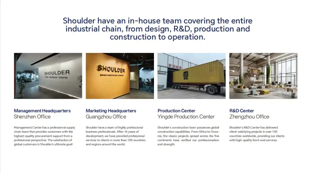 Four office locations of Shoulder Tent including the Shenzhen management headquarters.