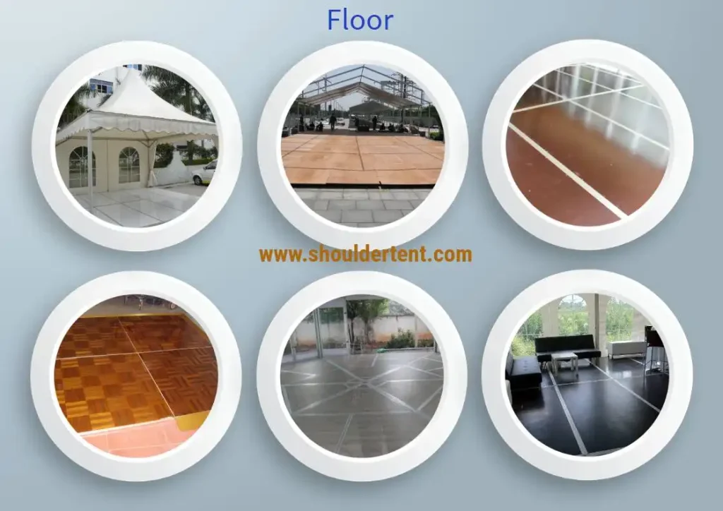 Heavy-duty cassette flooring systems ensuring level surfaces for aluminum tents.