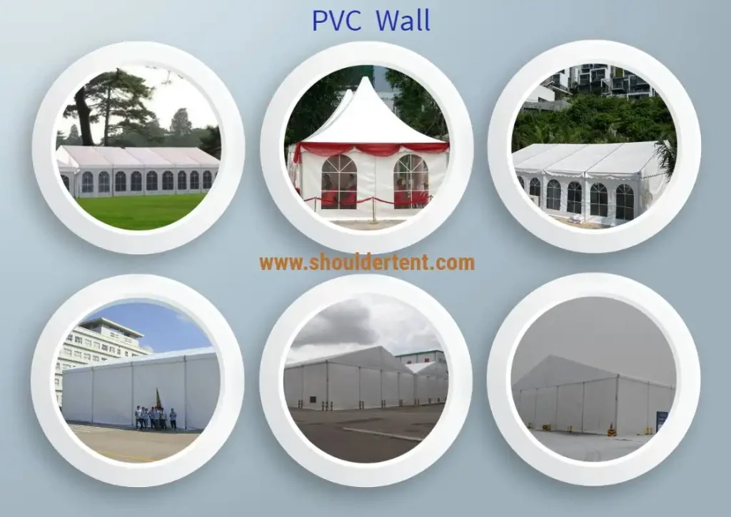 Durable PVC sidewall options for semi-permanent aluminum architectural structures.